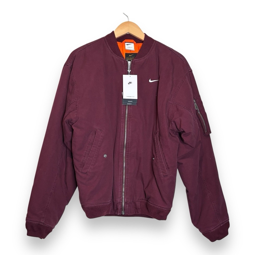 Nike Solo‎ Swoosh Flight Canvas Bomber Jacket - Red DX0680-681 Therma Fit